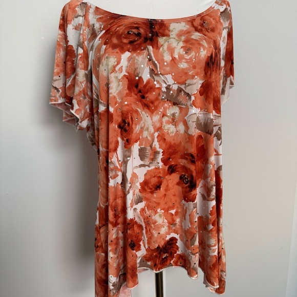 Floral Print Women's Top tropical fairy bling grunge boho XL - Picture 4 of 6